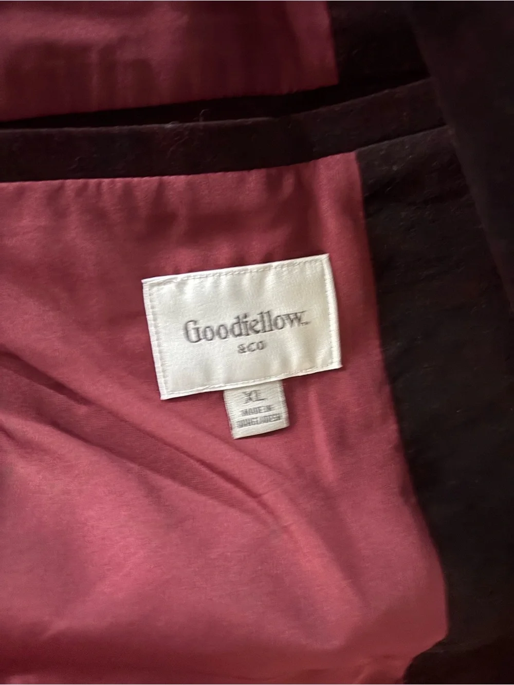 Goodfellow & Co Black Suede Sport Coat with Burgundy Lining